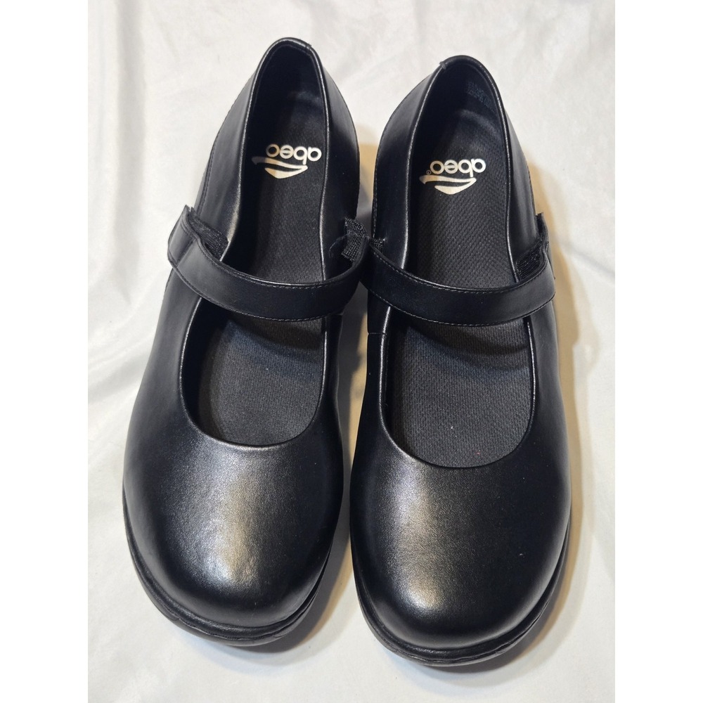 Abeo Gale Mary Jane Black Leather Slip Resist Shoes 9.5 Clog Classic Excellent